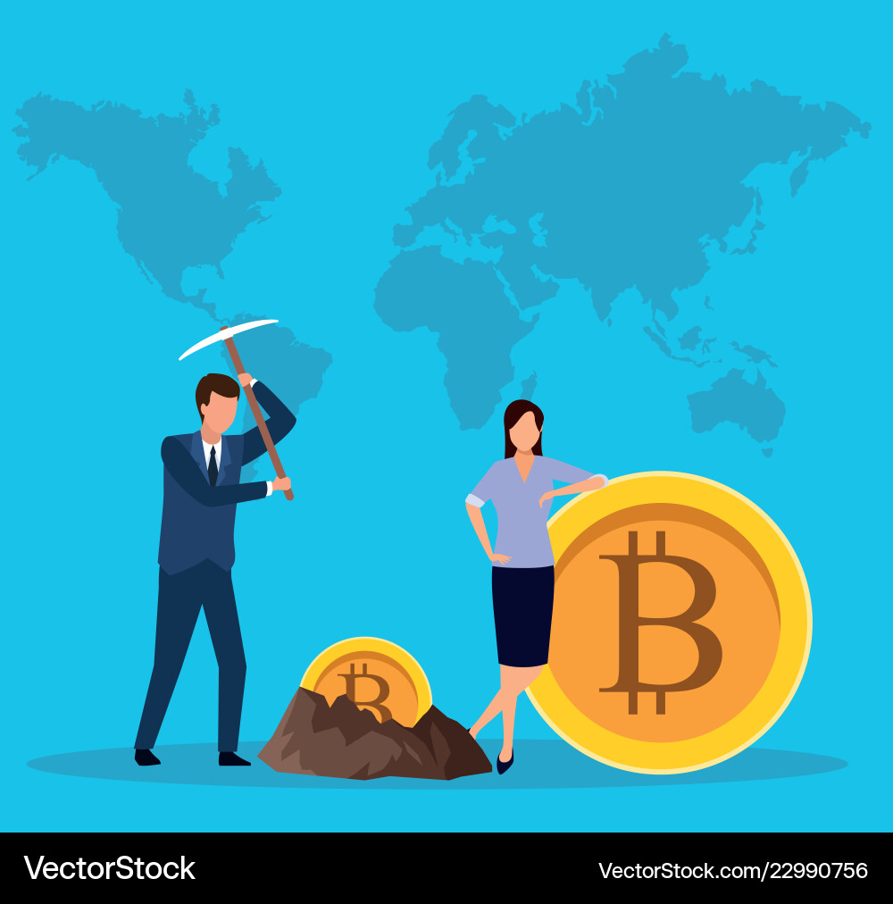 Digital mining bitcoin Royalty Free Vector Image