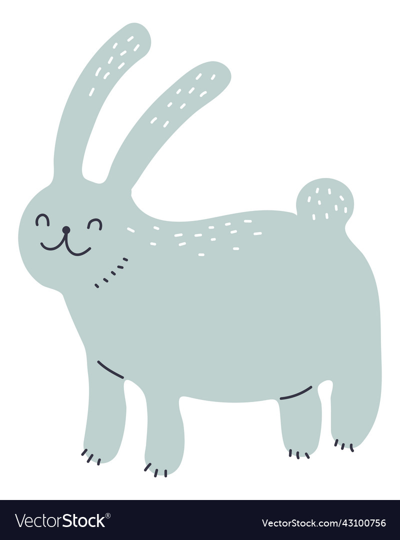 Funny Hare Cute Smiling White Rabbit Standing Vector Image 5531