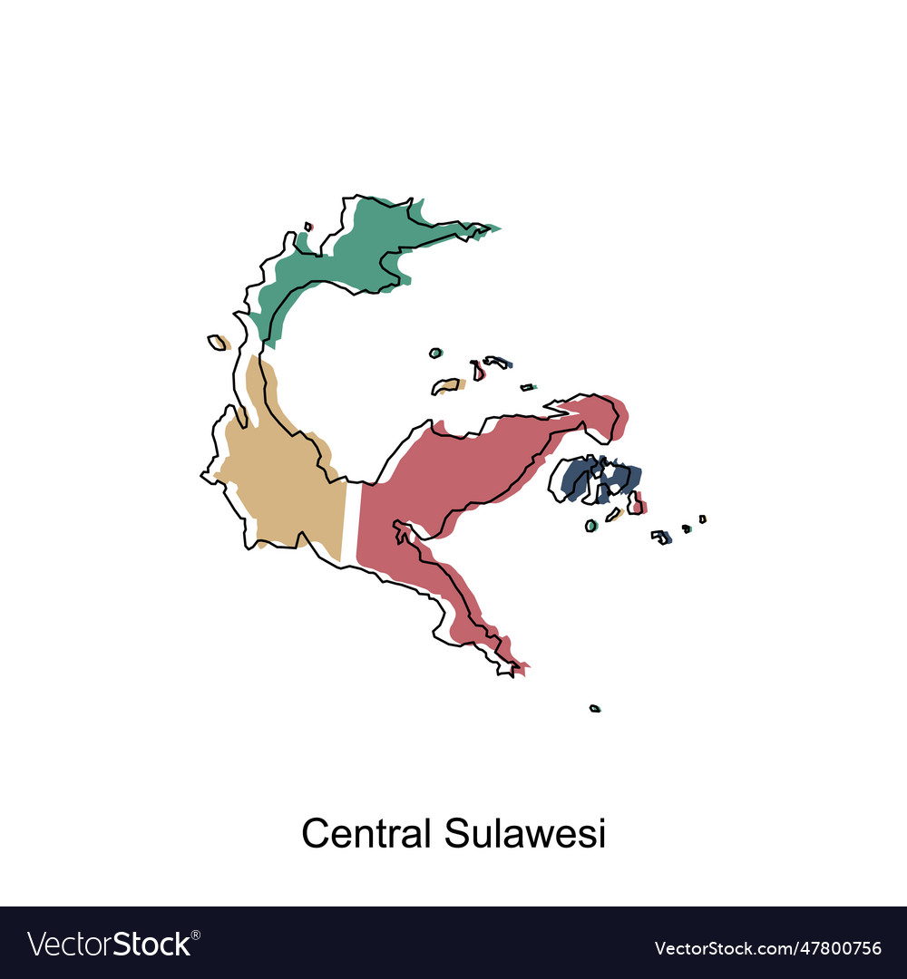 Map Of Central Sulawesi Colorful Modern Geometric Vector Image