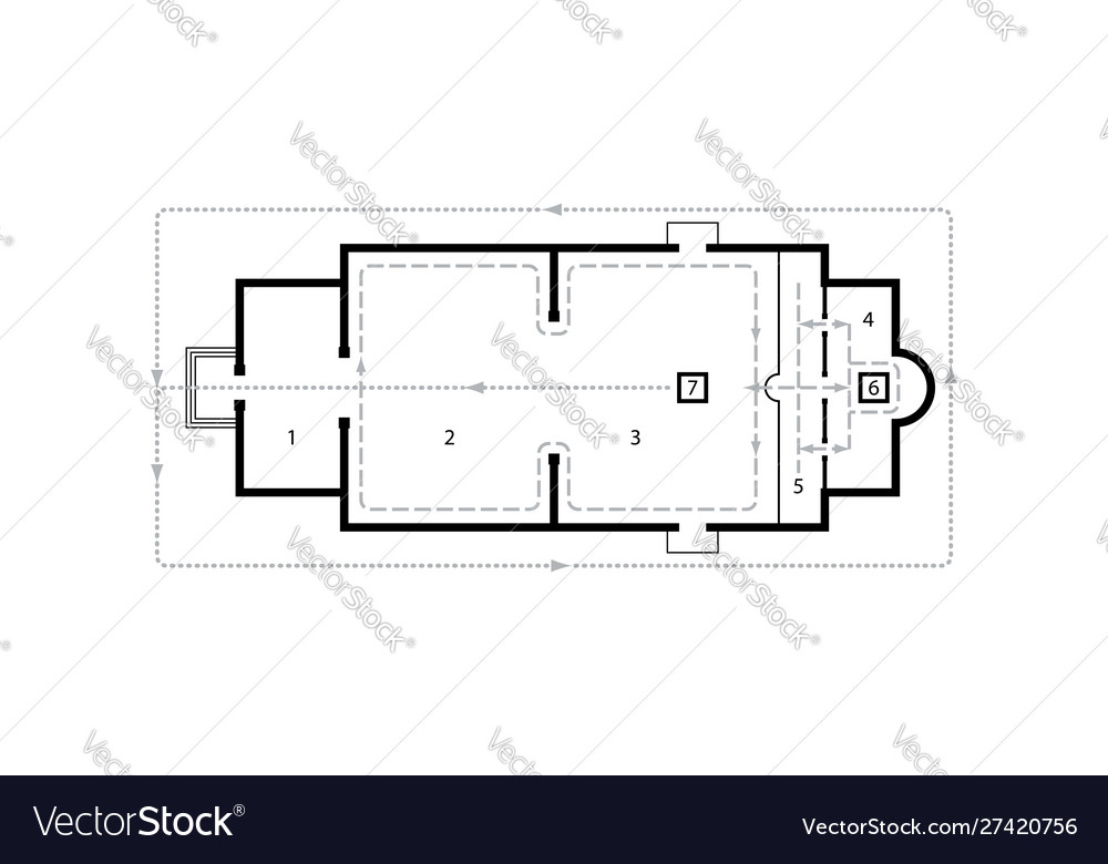 Orthodox church scheme movement at liturgy Vector Image