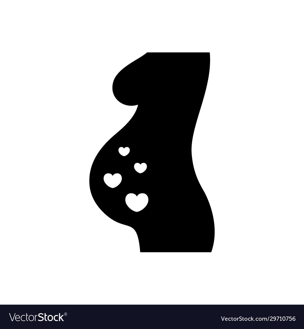 Part female pregnant figure with hearts Royalty Free Vector