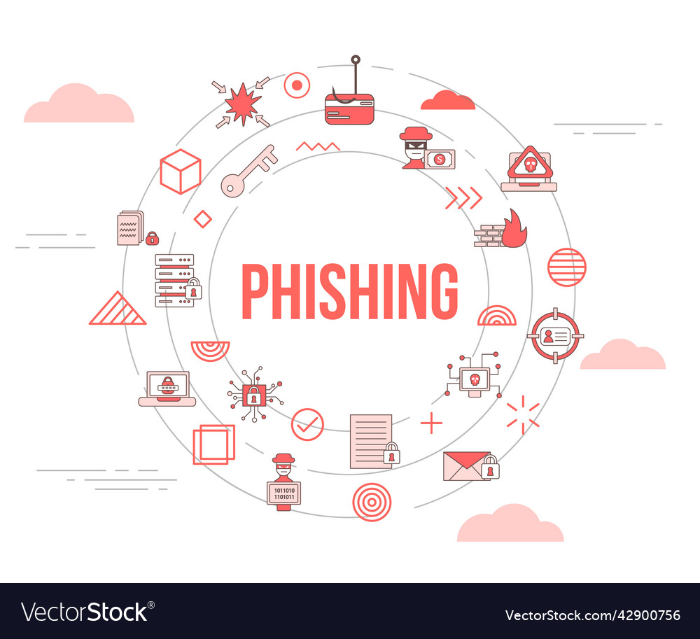 Phishing concept with icon set template banner Vector Image