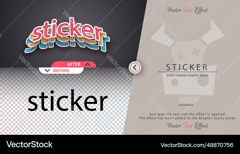 Stickers - editable text effect font style Vector Image