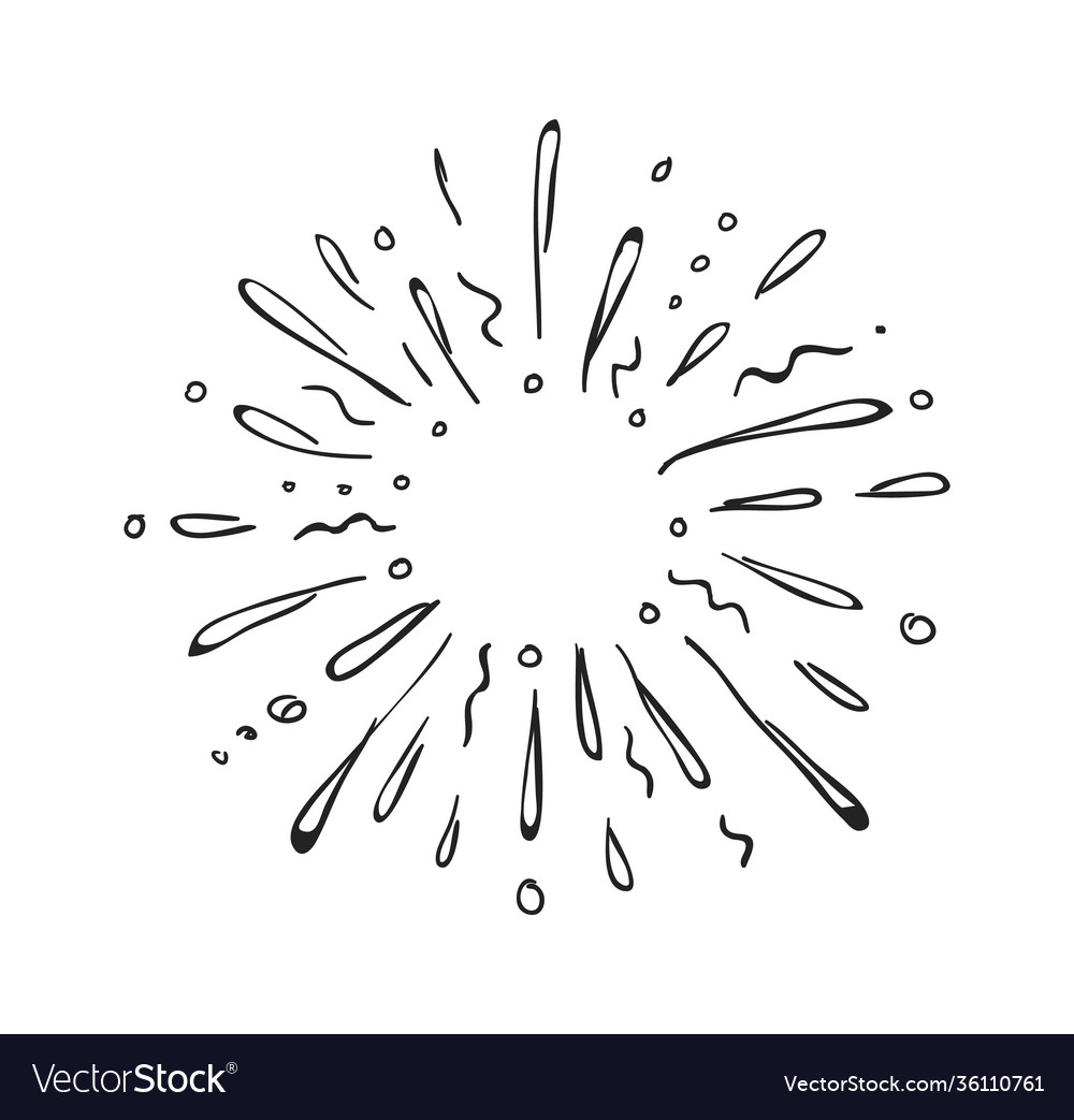 Doodle starburst hand drawn explosion outline Vector Image