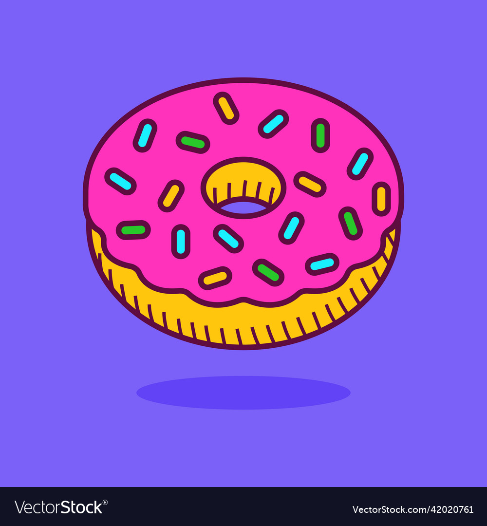 Doughnut donuts with pink icing cartoon style Vector Image