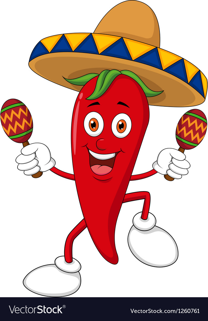 Happy Chili Pepper Dancing With Maracas Royalty Free Vector