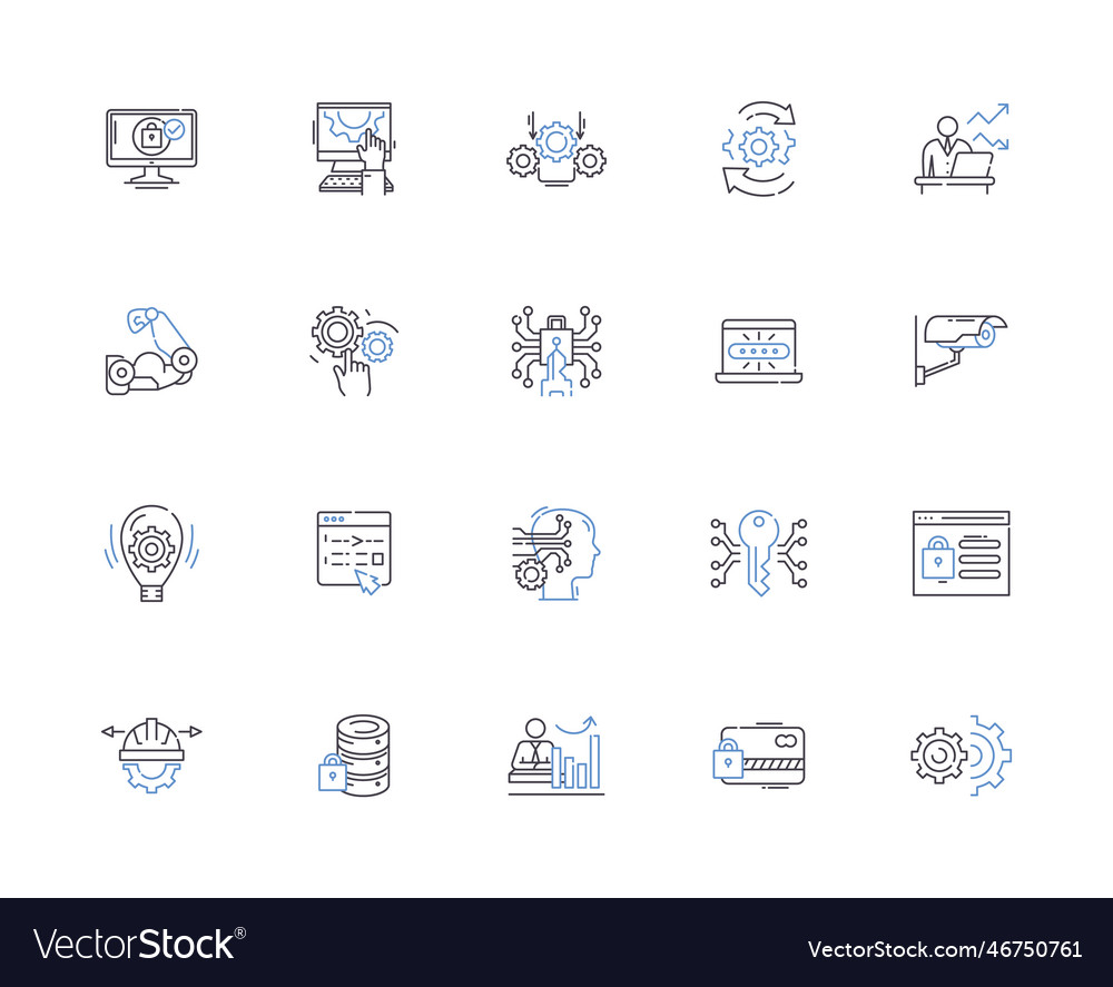 Server outline icons collection hosting Royalty Free Vector