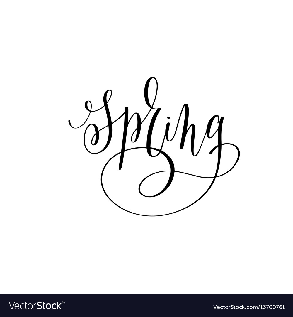 Spring black and white hand written lettering Vector Image