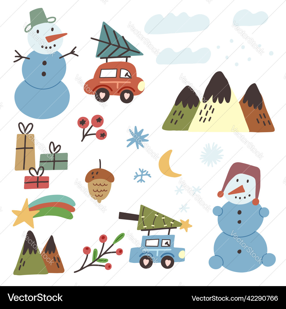 Christmas elements set Royalty Free Vector Image