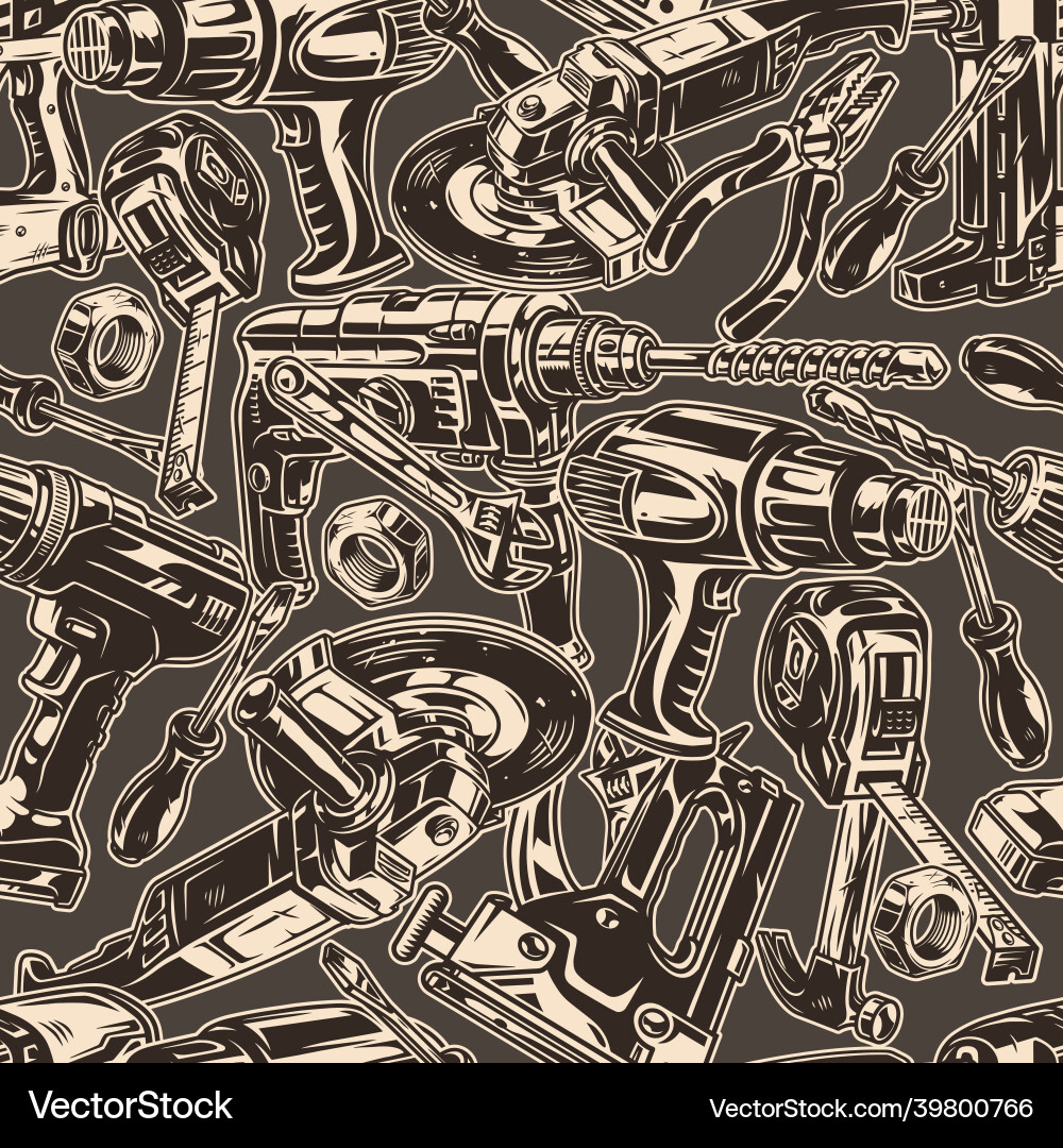 Construction tools vintage seamless pattern Vector Image