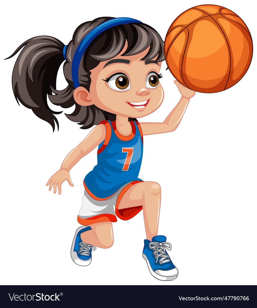 Cute girl playing basketball Royalty Free Vector Image