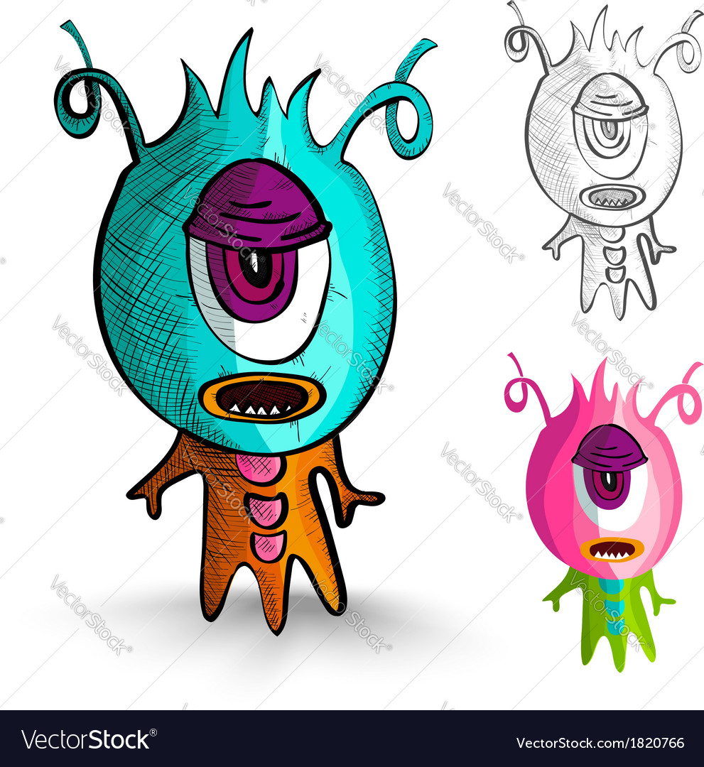 halloween monsters isolated sketch