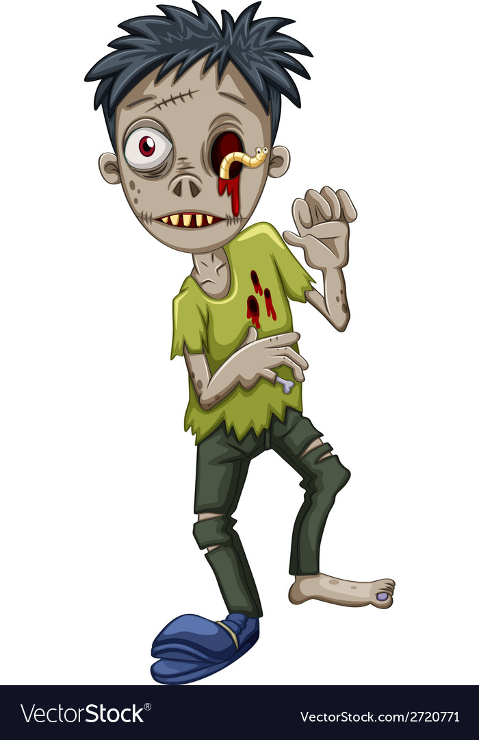 A zombie with worm in the eye