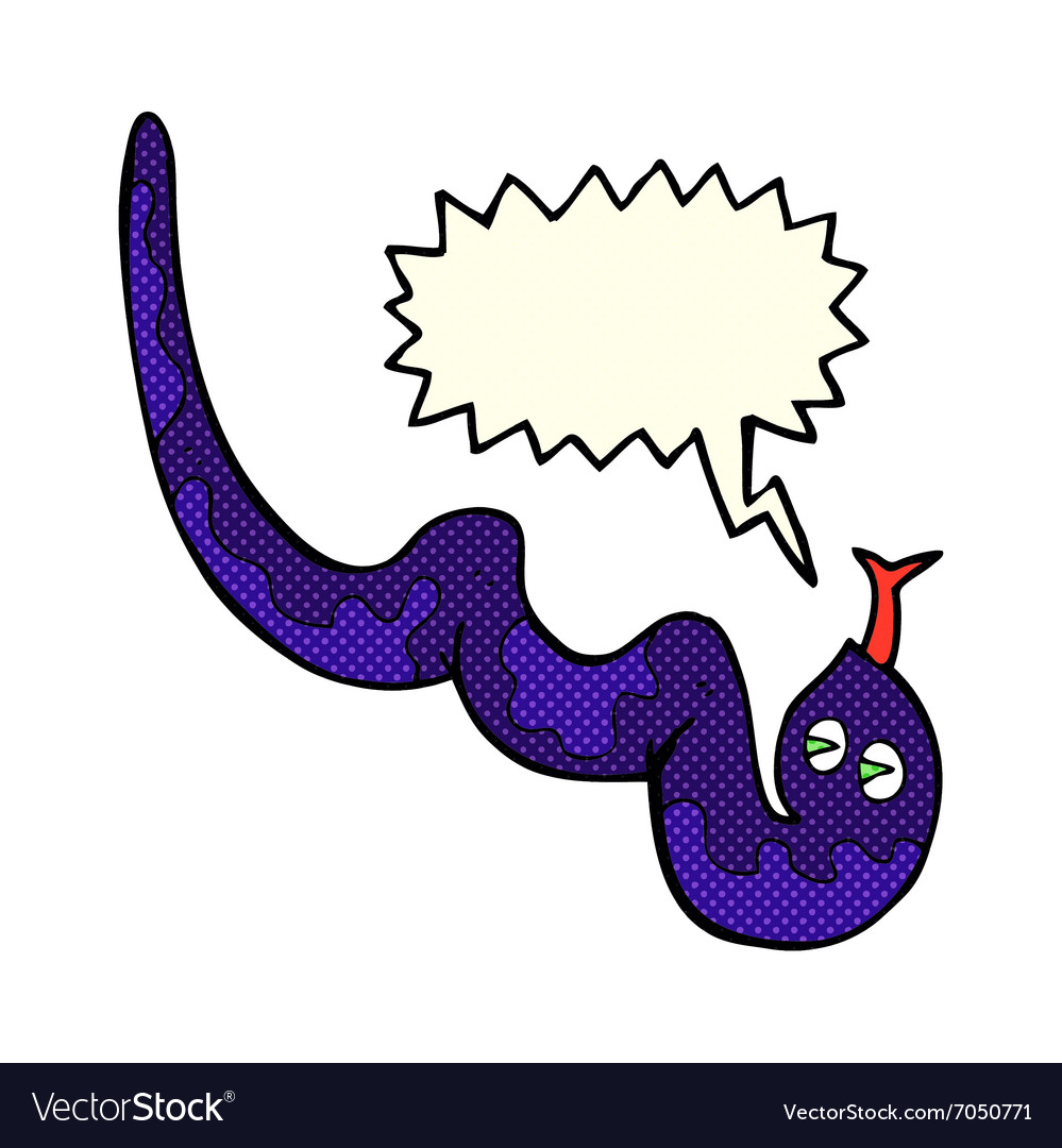 Cartoon hissing snake with speech bubble Vector Image Cartoon hissing snake with speech bubble Vector Image