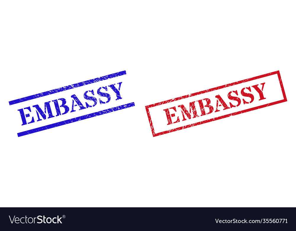 Embassy Textured Scratched Stamp Seals Royalty Free Vector