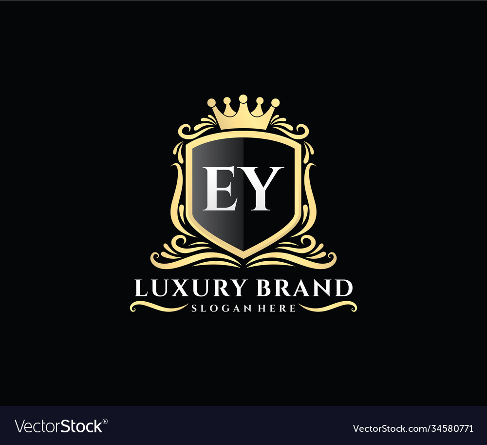 Ey initial letter gold calligraphic feminine Vector Image