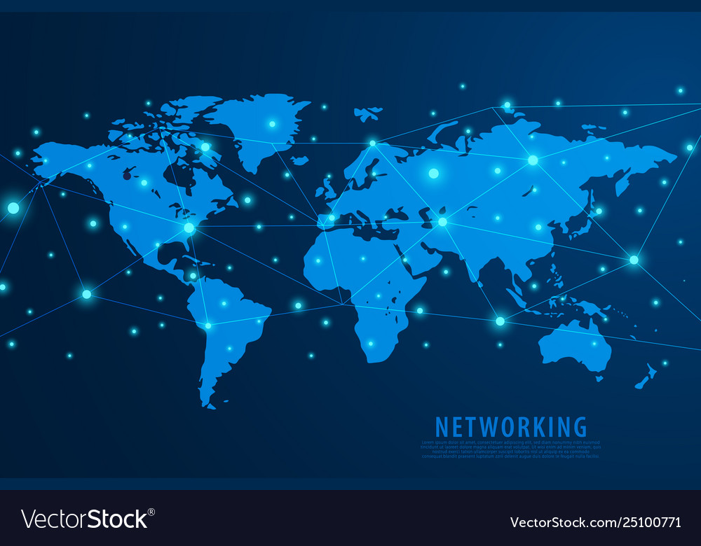 Global network connection background blue world Vector Image