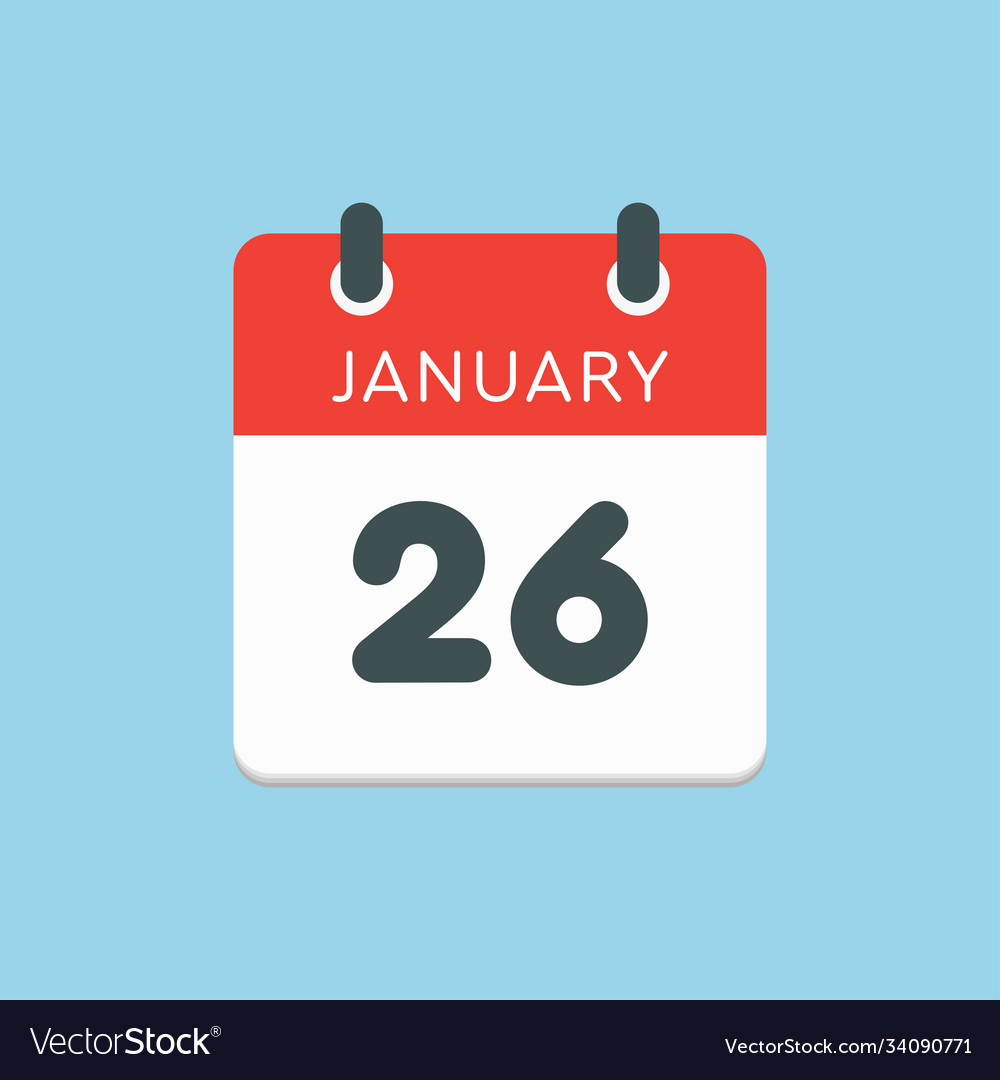 Icon day date 26 january template calendar page Vector Image