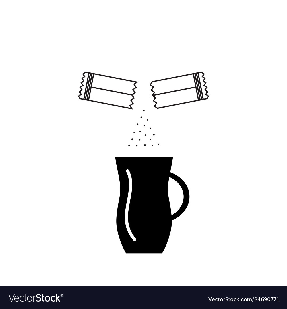 Opened sachet icon or container sign with sugar Vector Image