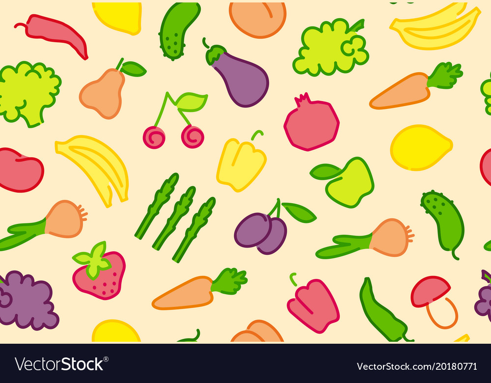 Seamless fruit-vegetable background Royalty Free Vector