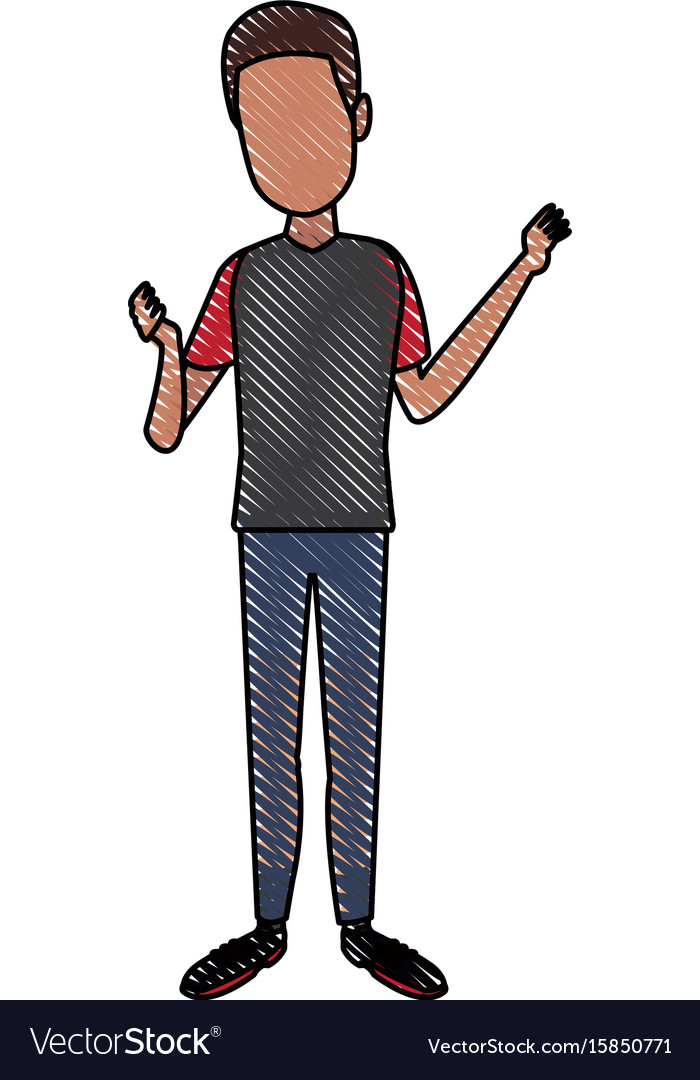 Standing young man wearing casual clothes cartoon Vector Image