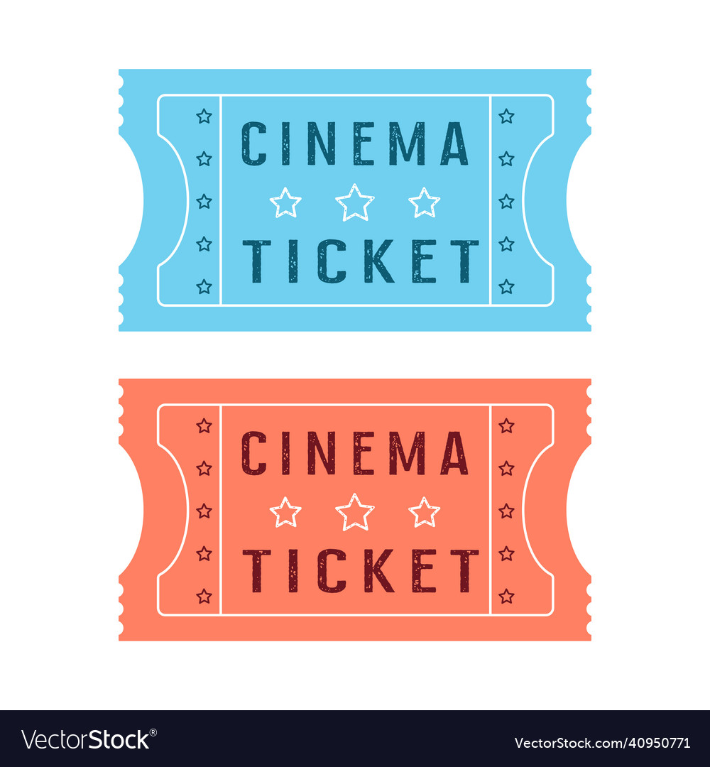 Two cinema tickets isolated on white Royalty Free Vector