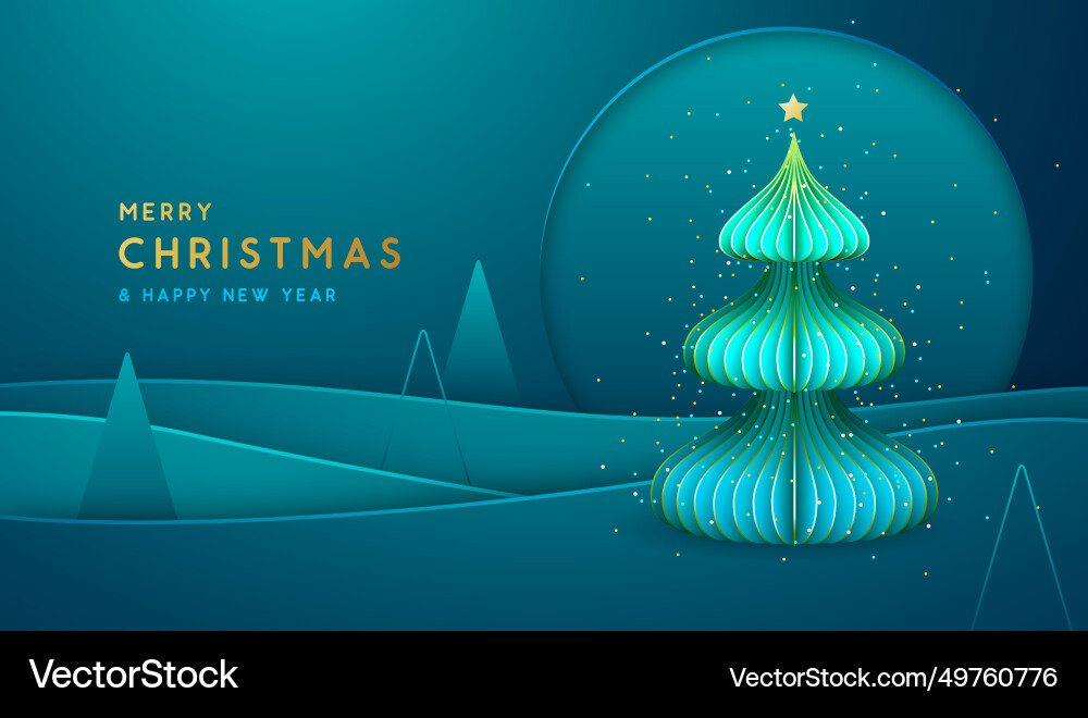Christmas background with 3d tree Royalty Free Vector Image