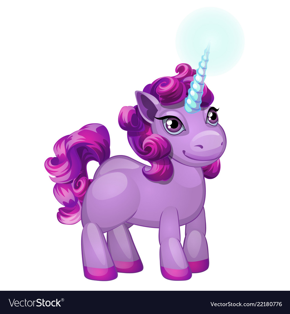 Cute unicorn pony with a purple mane isolated Vector Image