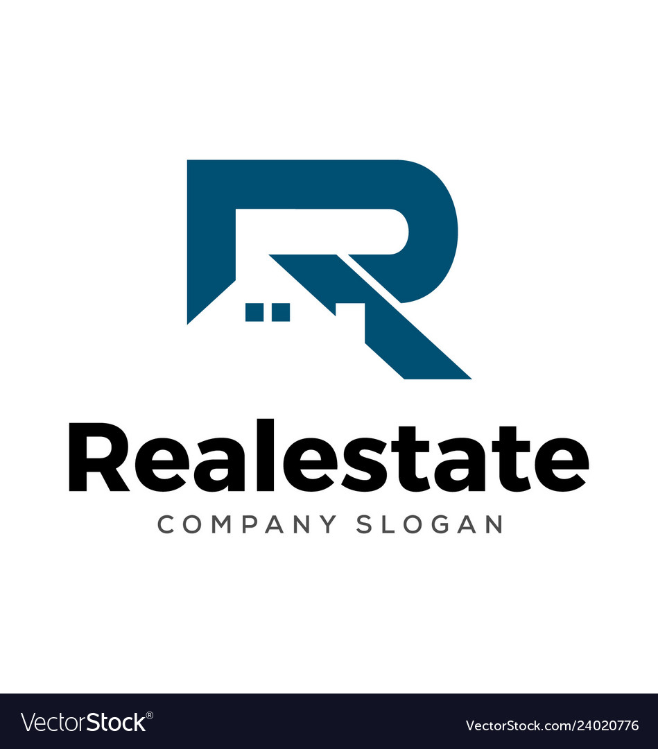 Initial r letter real estate logo design Vector Image