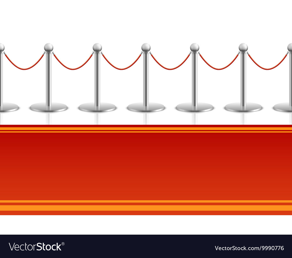 Red carpet with barrier rope seamless background Vector Image