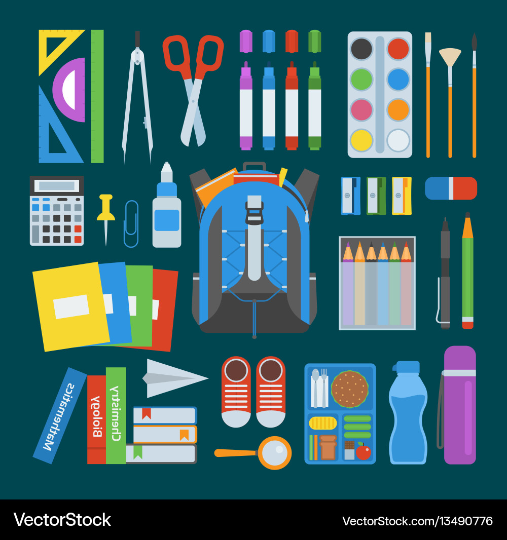 School bag set Royalty Free Vector Image - VectorStock