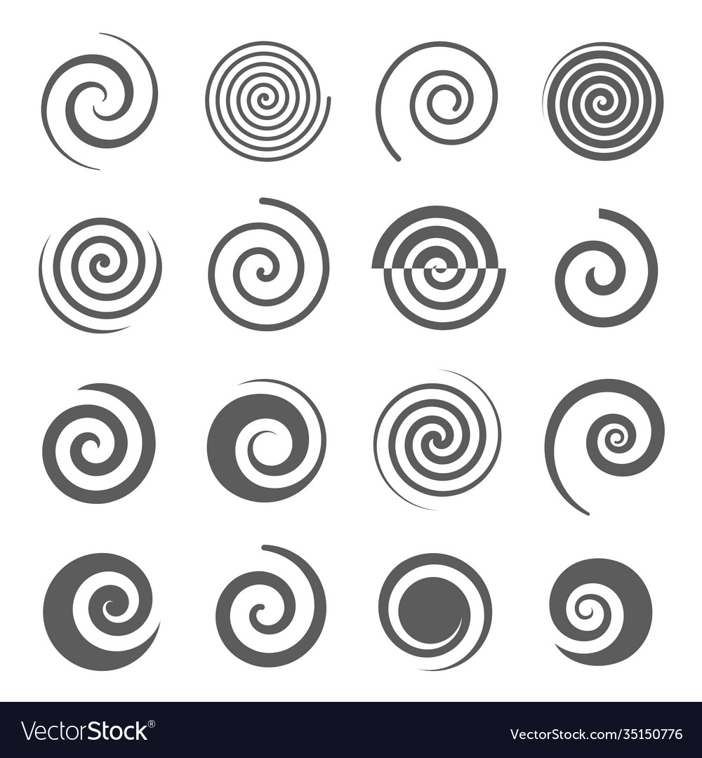 Spiral helix icons set isolated on white curl Vector Image