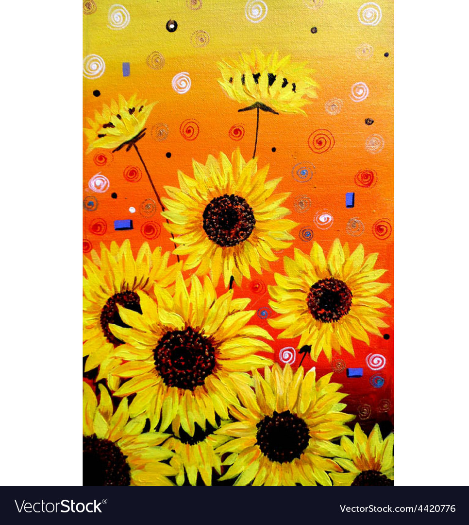 Sunflowers Acrylic Painting Verson Royalty Free Vector Image