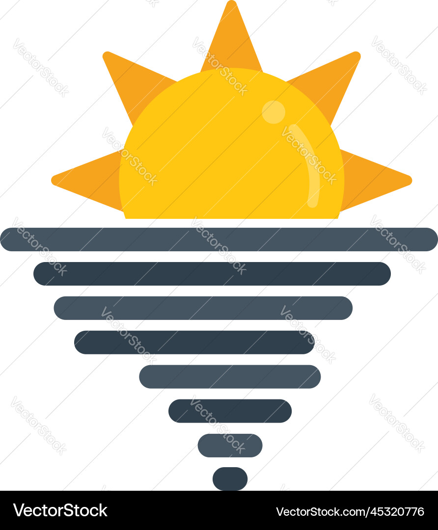 Sunset icon flat cloudy weather Royalty Free Vector Image
