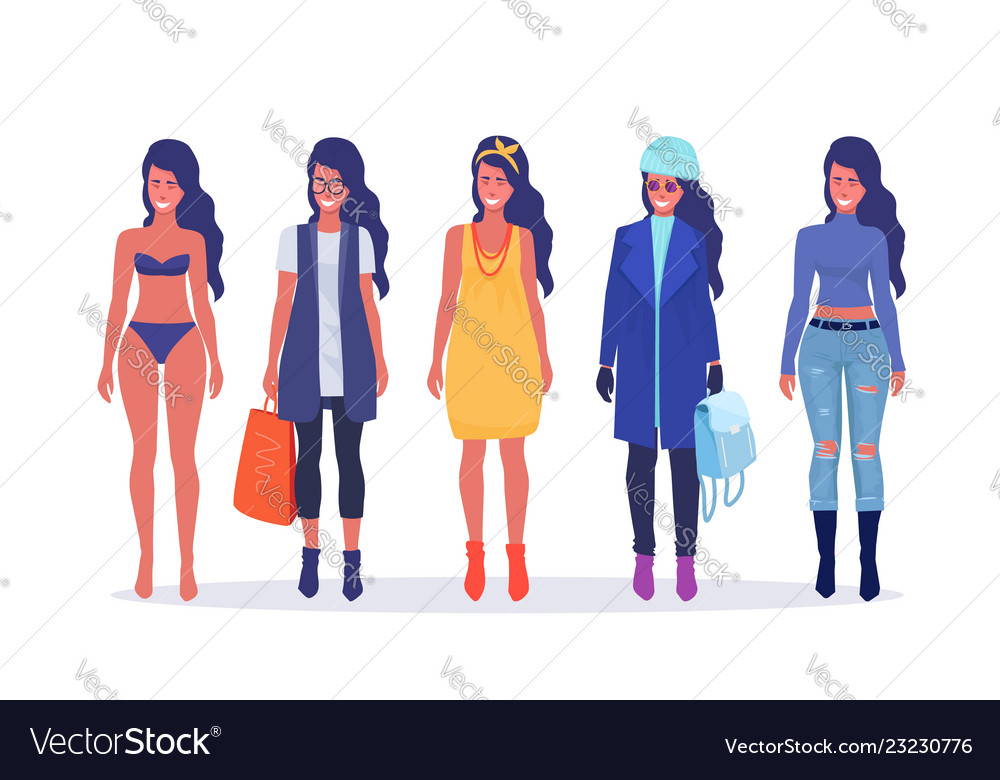 Young woman seasonal clothes vector image Young woman seasonal clothes