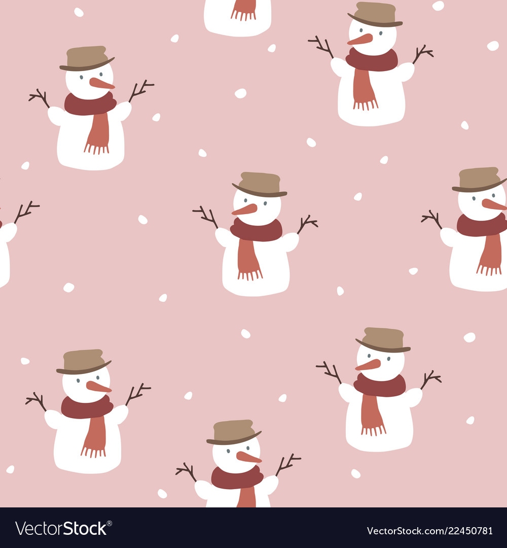 Cute christmas seamless pattern with snowmen vector image Cute christmas seamless pattern with snowmen