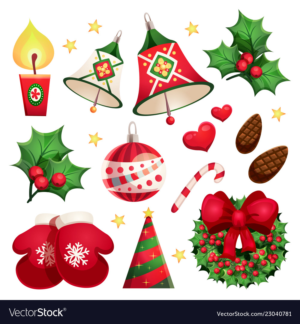 Happy new year and merry christmas set Royalty Free Vector