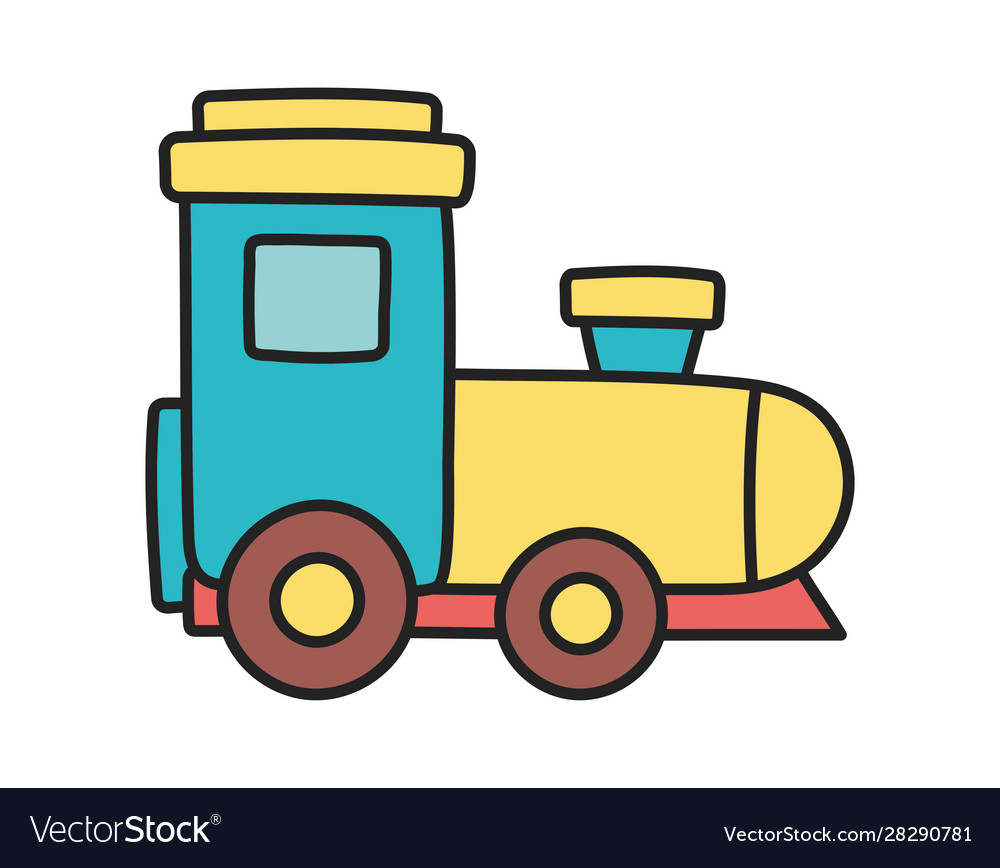 Kids toy plastic train wagon object icon Vector Image