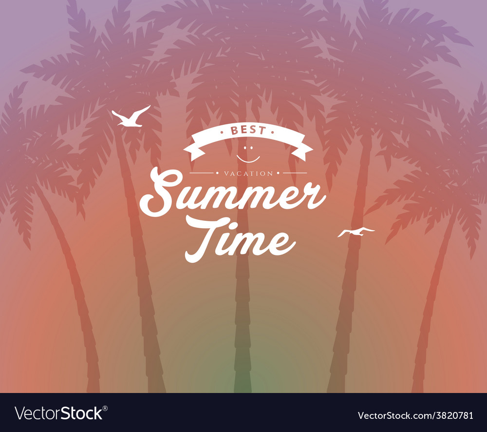 Palms silhouettes card background