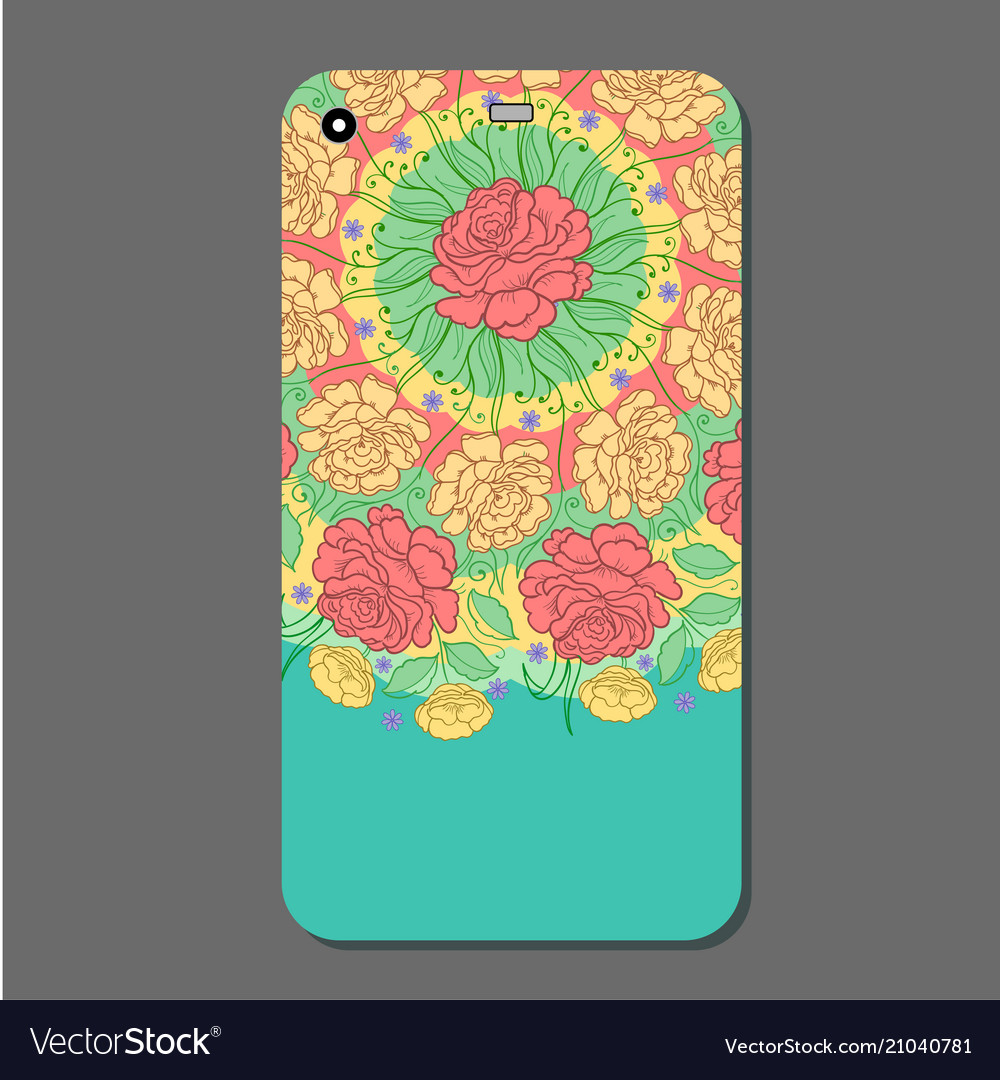 Phone case design fashionable floral ornaments Vector Image