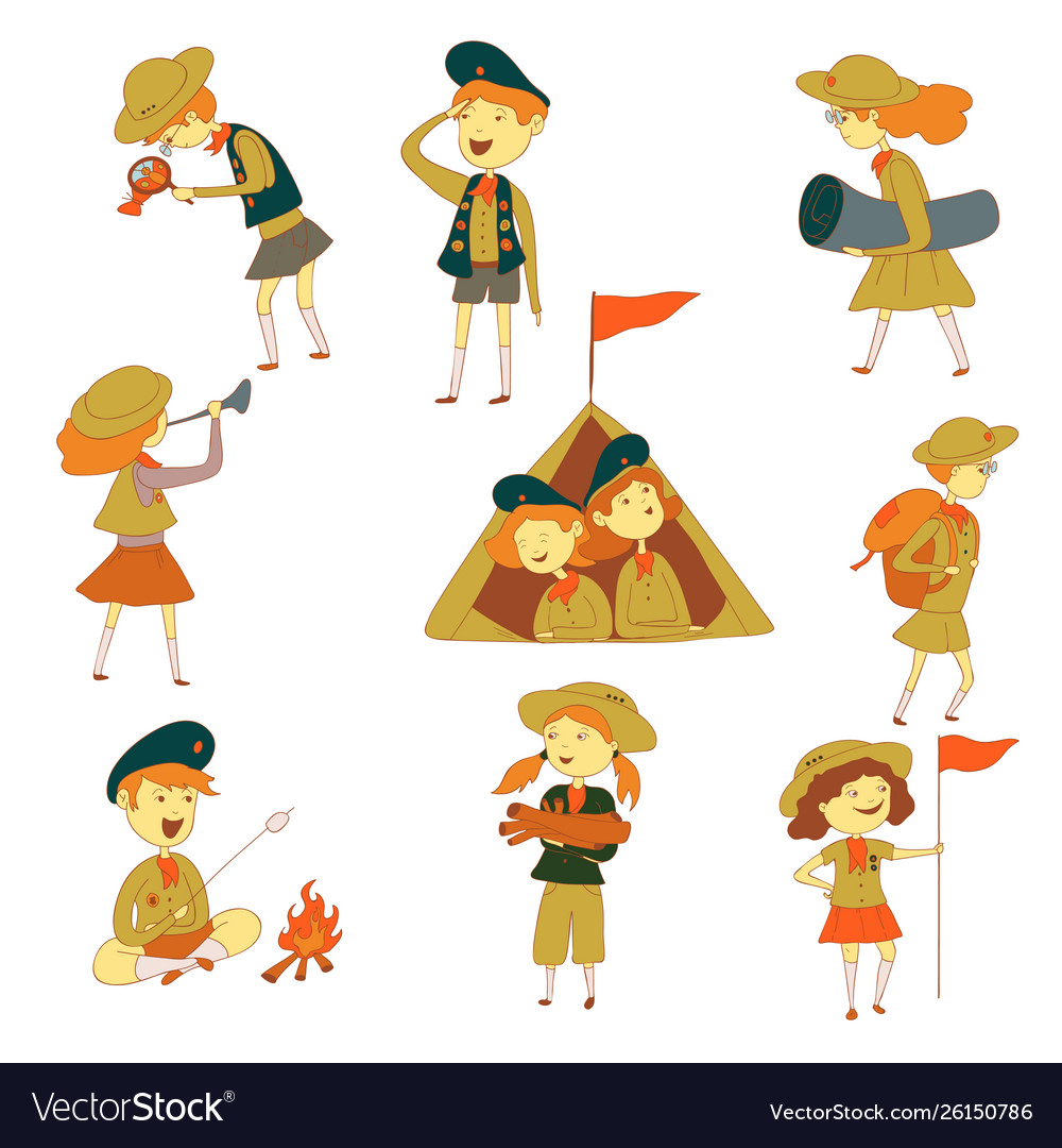 Scouts in campaign Royalty Free Vector Image - VectorStock