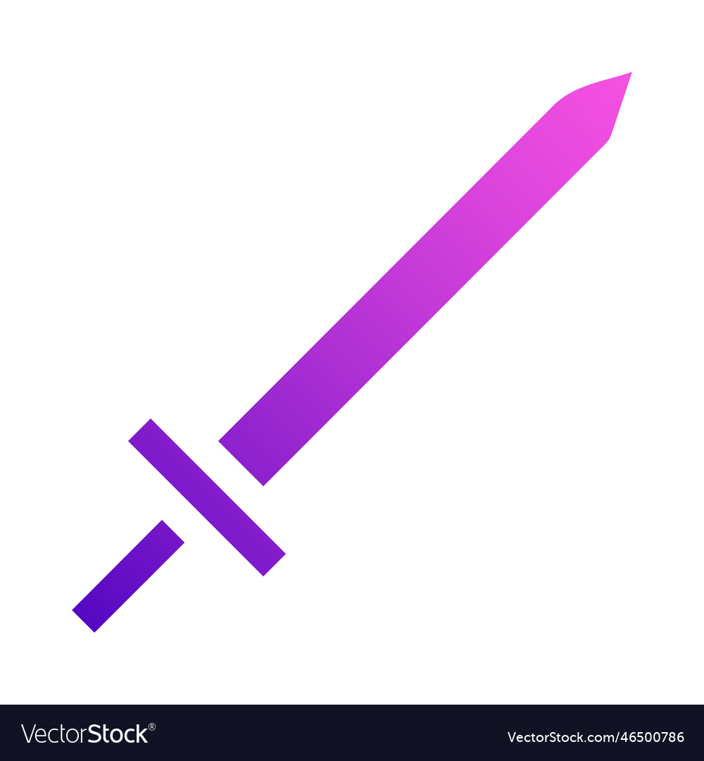 Sword icon solid style gradient purple pink Vector Image