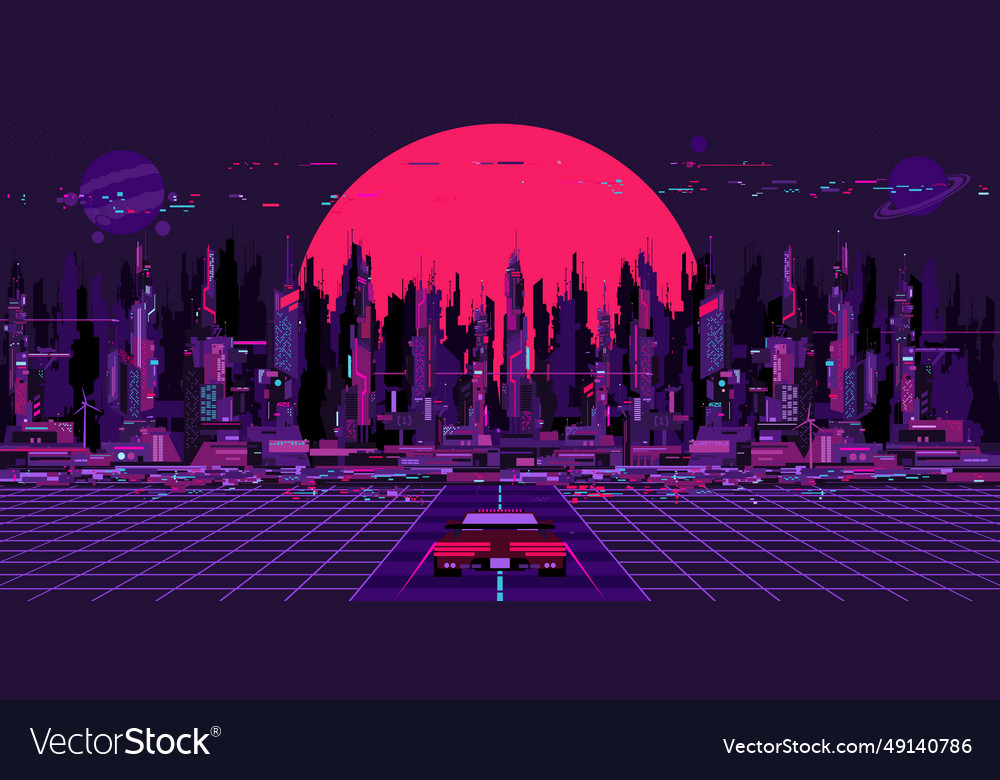 Trendy Colorful Abstract Futuristic Sci-fi Cyber Vector Image