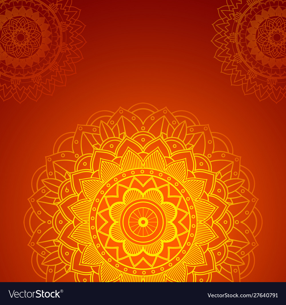 Background design with orange mandalas Royalty Free Vector