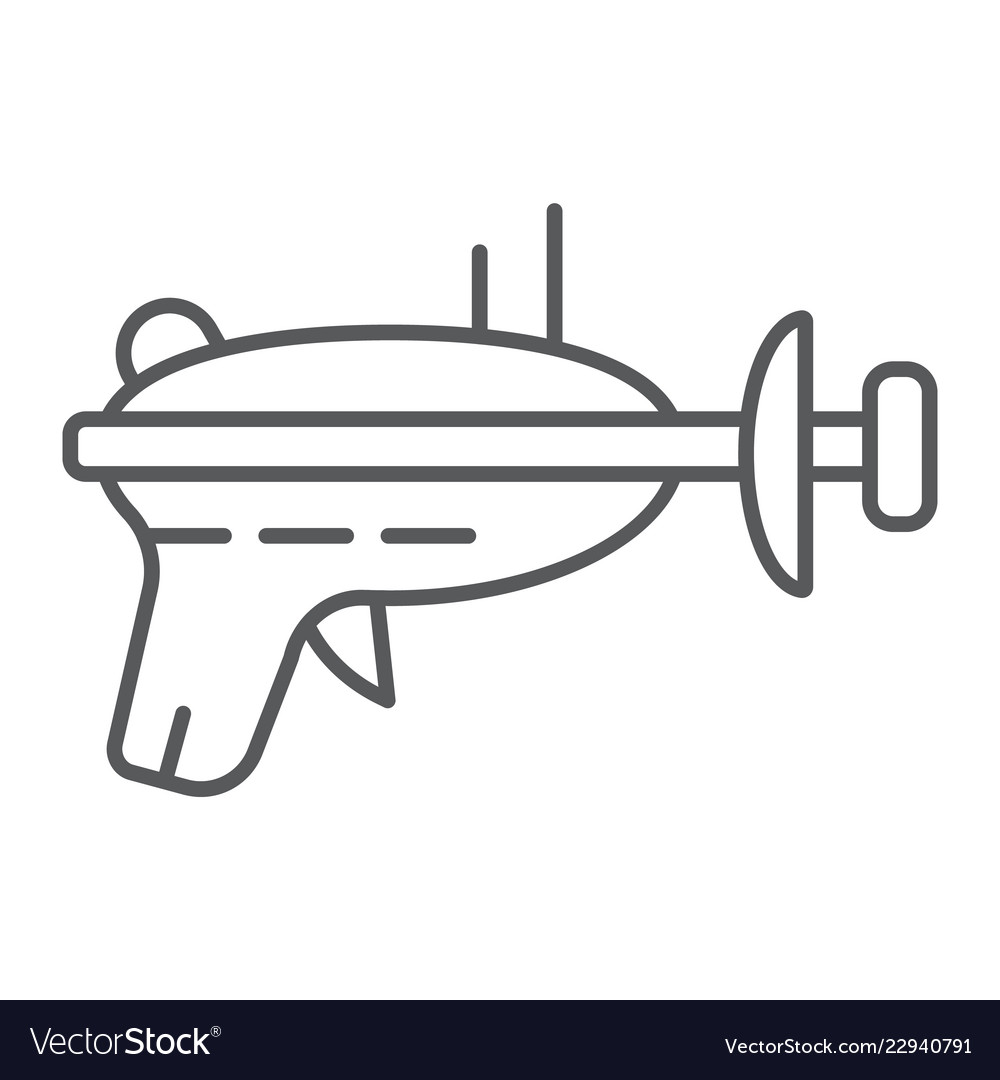 Blaster thin line icon weapon laser Royalty Free Vector