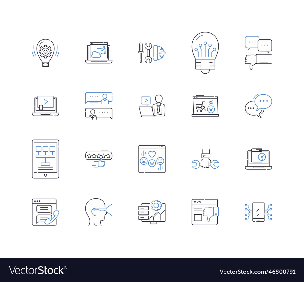 Cognitive computing line icons collection Vector Image