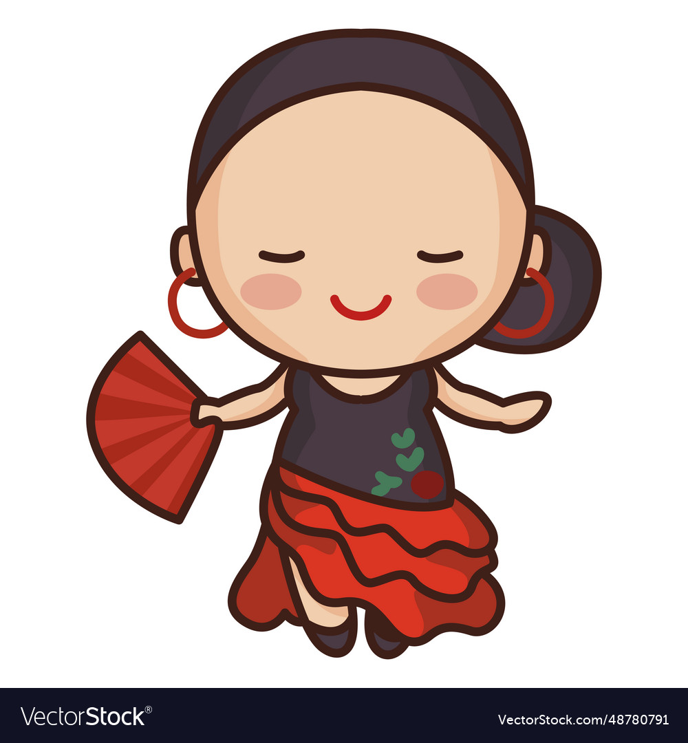 Cute spanish flamenco woman Royalty Free Vector Image