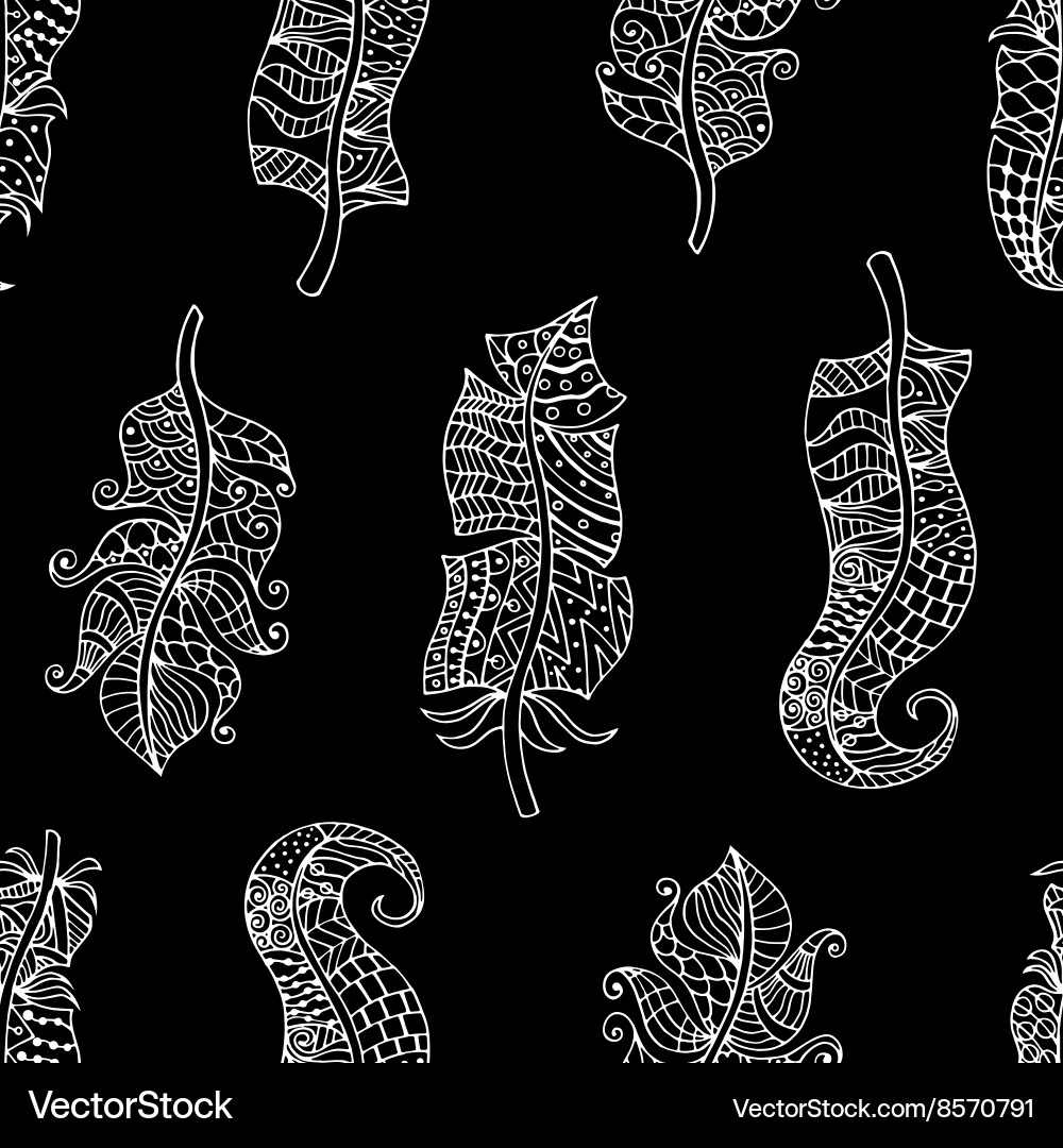 Feathers seamless pattern Royalty Free Vector Image