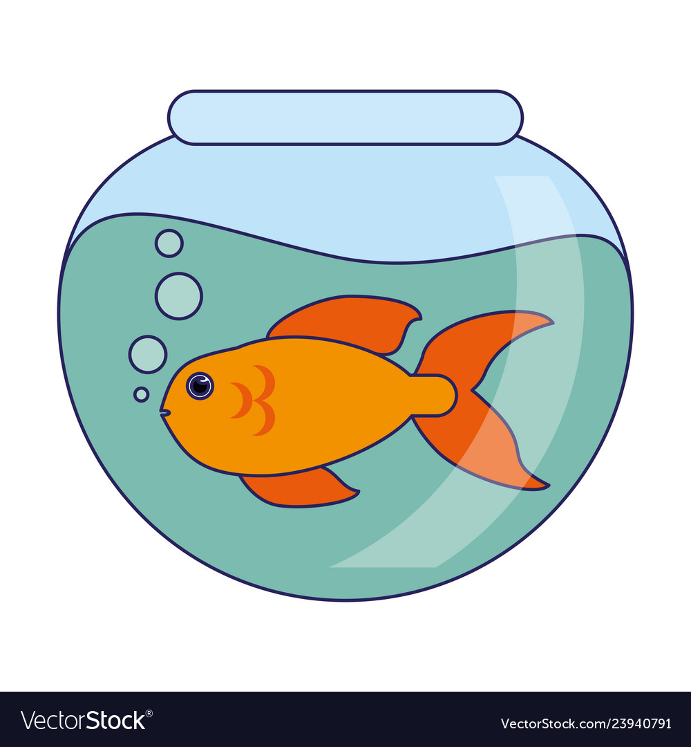 Fish in crystal bowl Royalty Free Vector Image