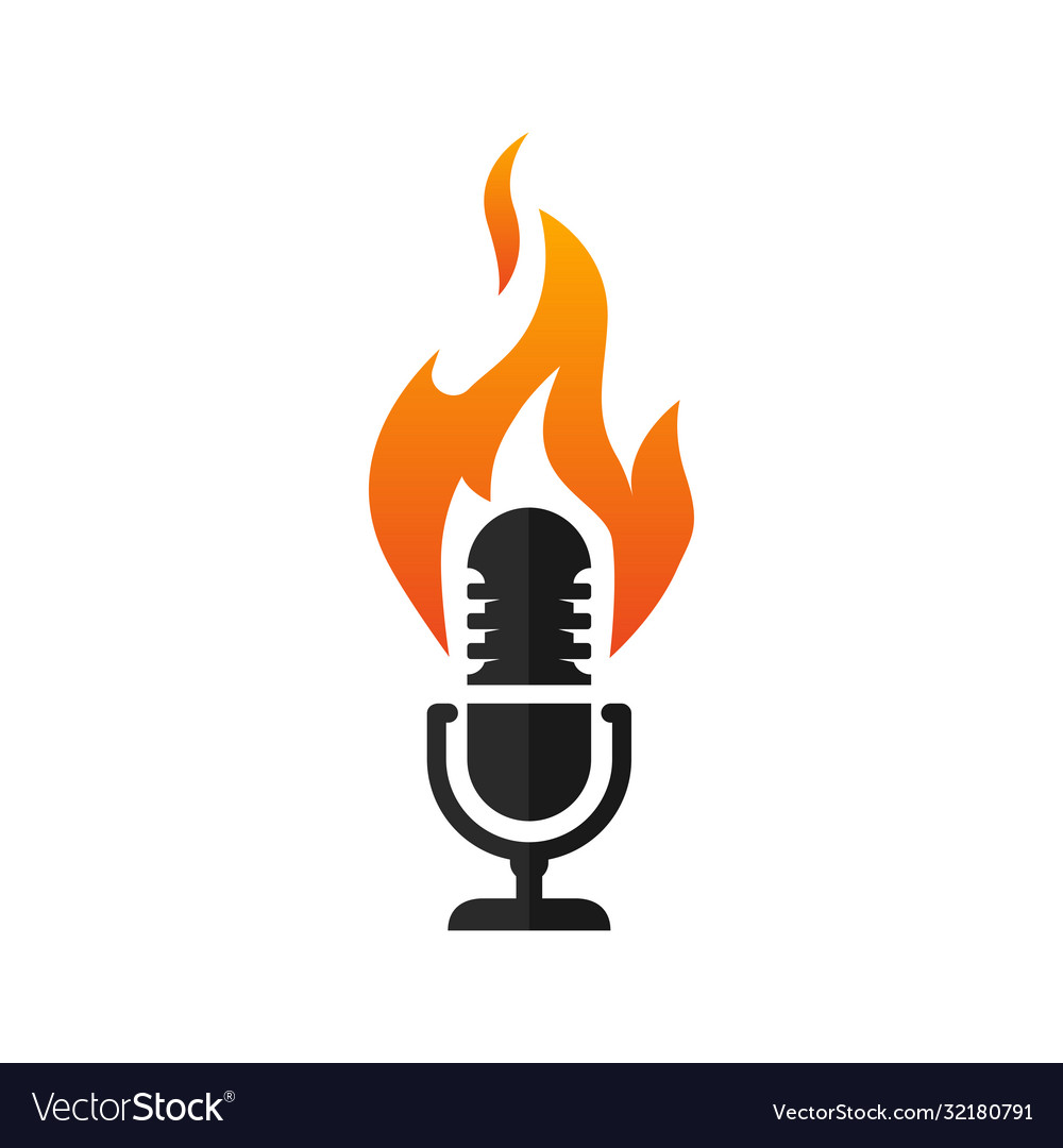 Microphone with flames icon Royalty Free Vector Image